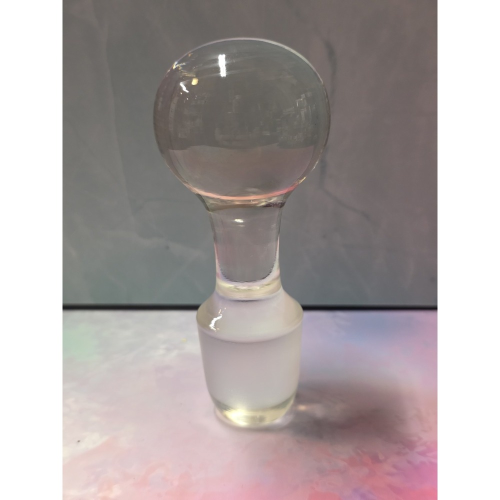 Vintage MCM Large Crystal Ball Orb Bubble Clear Glass Bottle Decanter Stopper